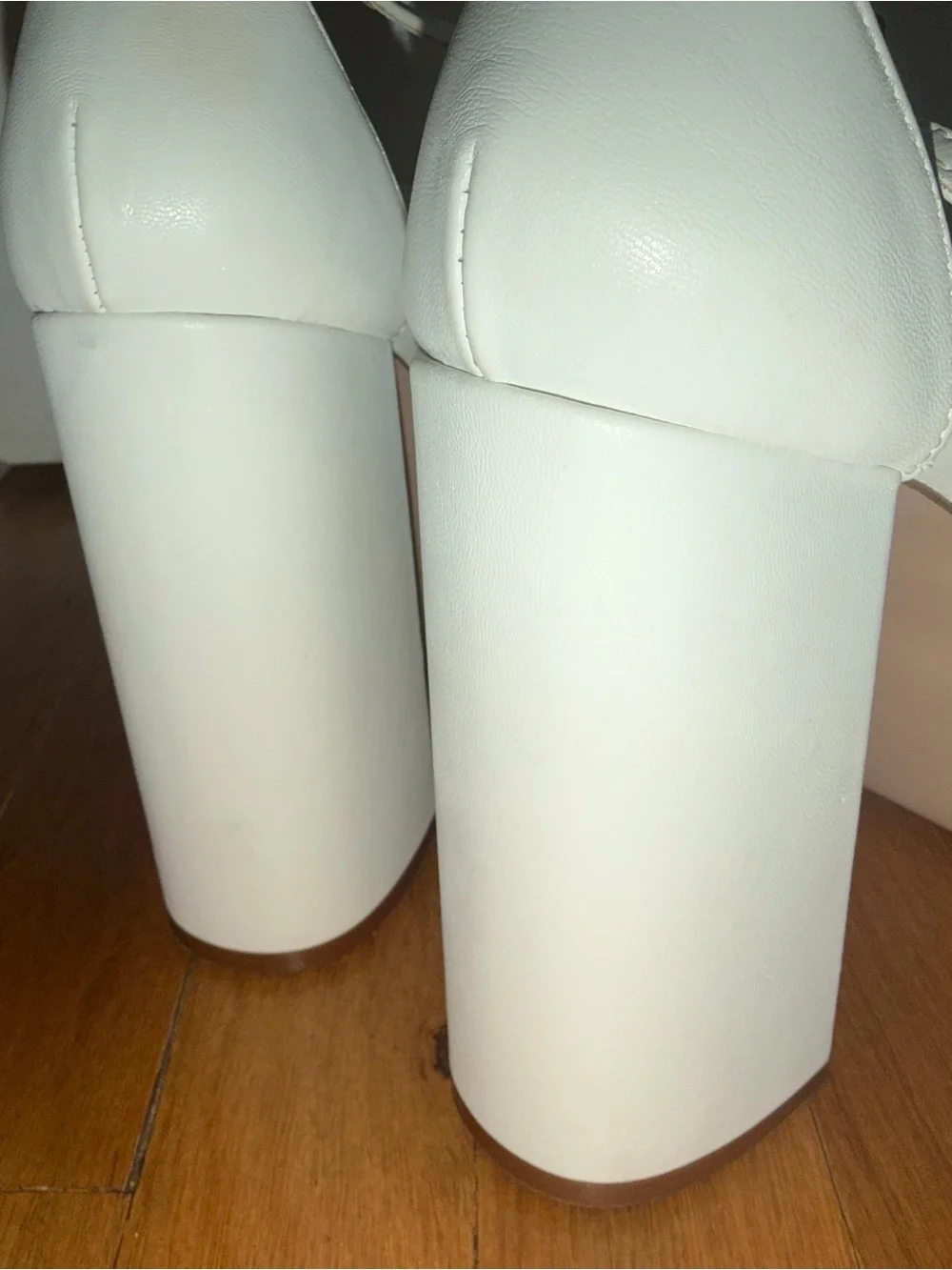 Madden Girl White Platform Block Heel Pumps with Ankle Strap